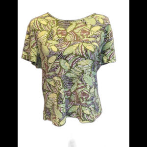 Croft & Barrow Plus Size XL Top Green Tropical Relaxed Fit Casual T Shirt